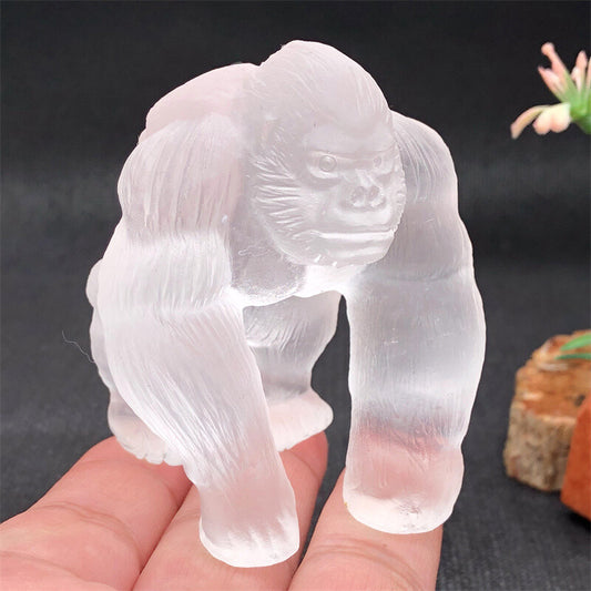 Natural 2.4" Quartz Crystal Hand Carved Gorilla Reiki Crystal Decor gift 1PC