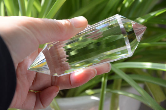 Tibetan High Altitude Clear 32 Sided Crystal Quartz Vogel Style Wand 4.01''