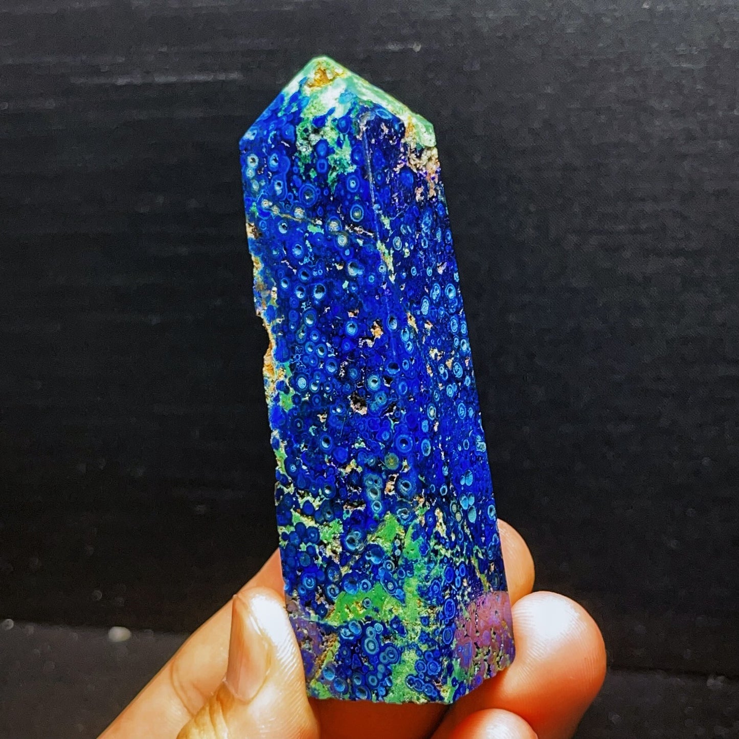 133G Natural Polished Phoenix Blue Gold Sharp Tower Crystal Healing