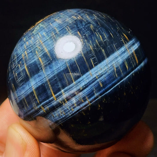 320G Natural Beautiful Meteor Blue Tiger Eye Sphere Crystal Quartz Healing