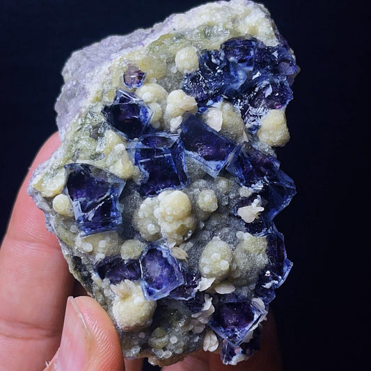 Extremely Top Phantom Cubic Fluorite Copper ore symbiotic crystals Specimen