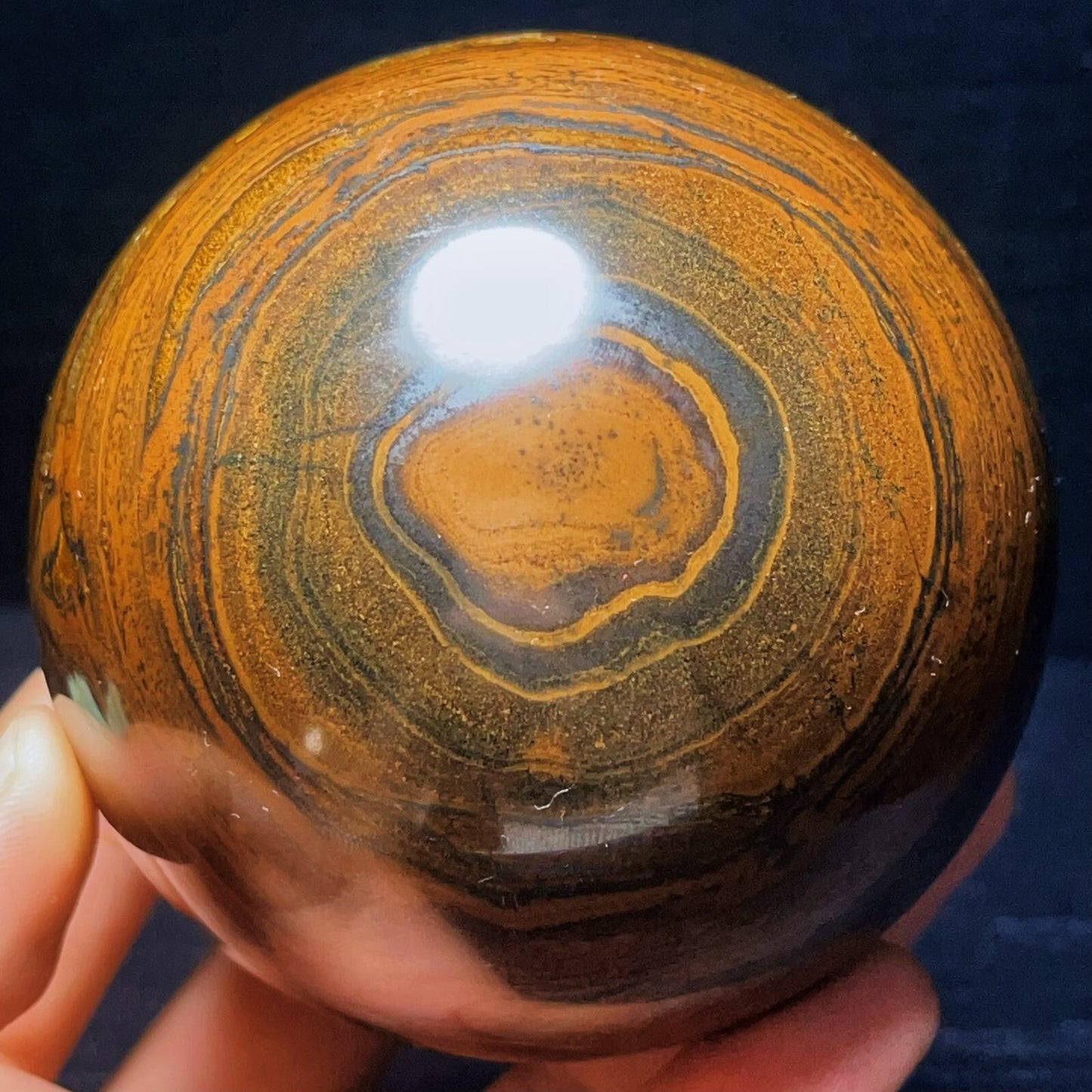 1070G Natural Polished Yellow Tiger Sphere Agate Crystal Ball Healing