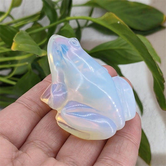 2" Hand Carved Opalite Frog Quartz Crystal Frog Crystal Skull gem gift 1PC