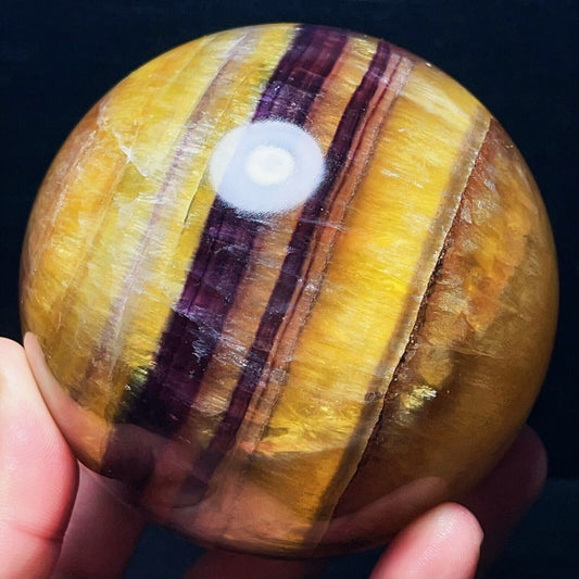 1449G Natural Polished Yellow Fluorite Sphere Ball Crystal Healing