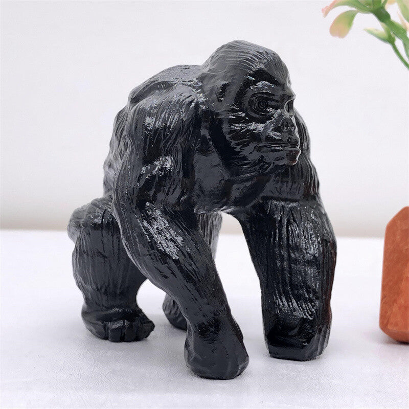 Natural 2.4" Quartz Crystal Hand Carved Gorilla Reiki Crystal Decor gift 1PC