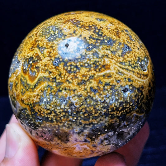 377G Natural Polished Orbicular Ocean Jasper Sphere Crystal Healing
