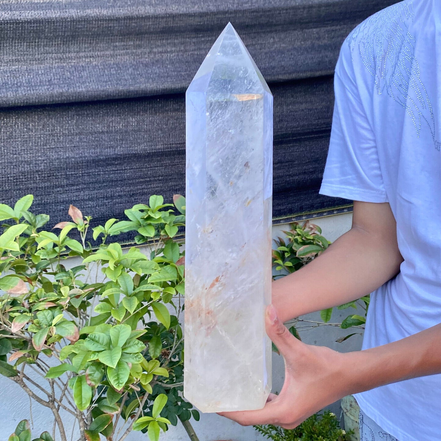 13.24LB Natural clear quartz obelisk white crystal energy column healing.