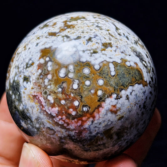 Natural Polished Orbicular Ocean Jasper Sphere Crystal Healing