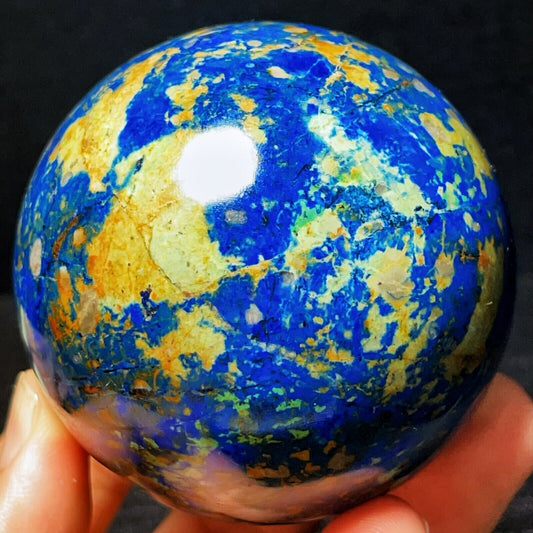 494G Natural Polished Phoenix Blue Gold Agate Crystal Ball Healing