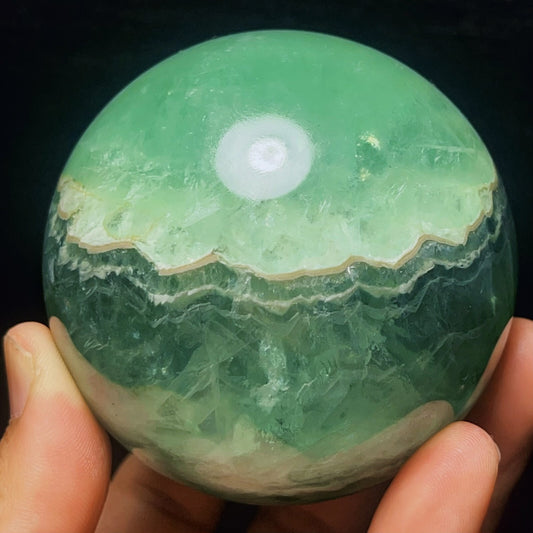 774G Natural Polished Green Fluorite Sphere Ball Crystal Healing