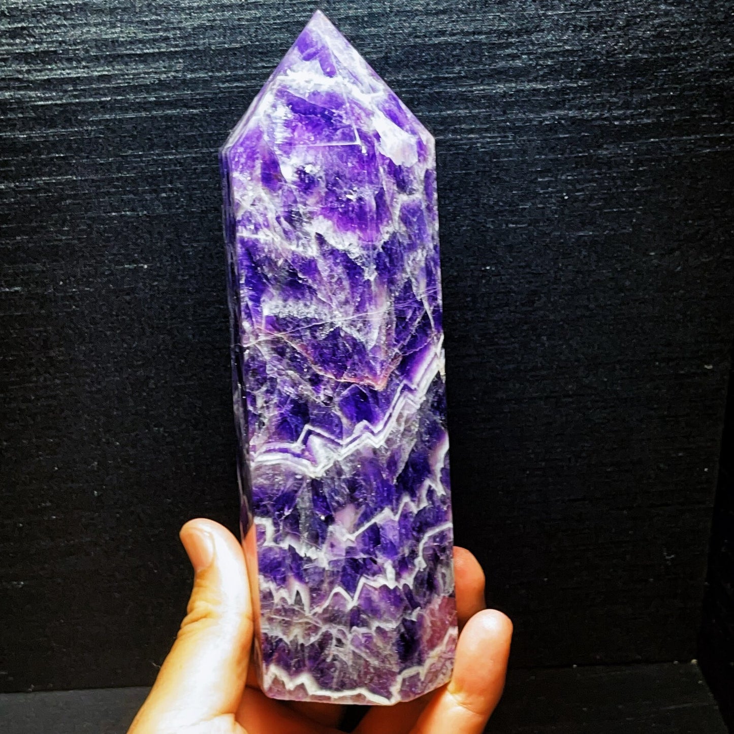 1173G Natural Polished Dream Amethyst Three Tower Crystal Tower Healing