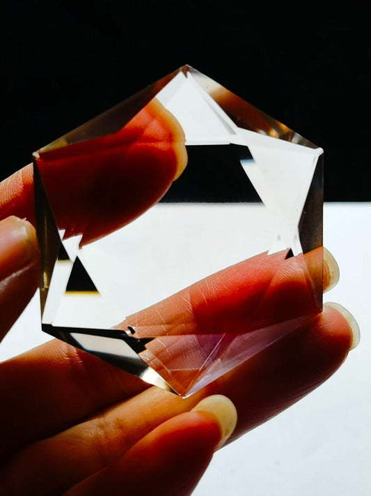 Tibetan High Altitude Smoky Citrine Crystal Star of David Vogel Cut 1.73''