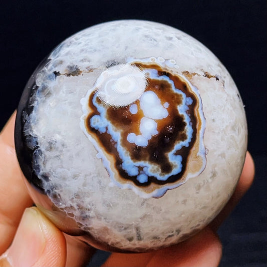 300G Gobi Agate Eyes Agate Sphere Ball Crystal Stone Madagascar