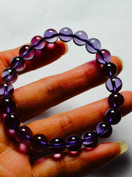 Real Tibetan High Altitude Clear Purple Amethyst Crystal Bracelet Bead 8 mm