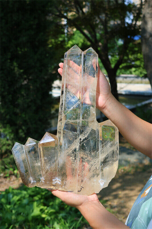 19.49LB Natural Clear Quartz Crystal Obelisk Reiki Crystal Furniture Wand Point