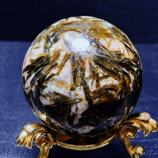 288G Natural Green Tourmaline Unicorn Gem Mica Symbiotic Crystal Ball