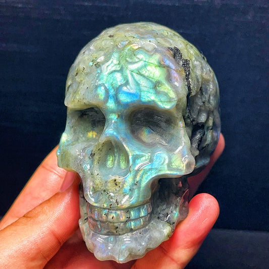 Natural labradorite Hand carved Skull Crystal Healing