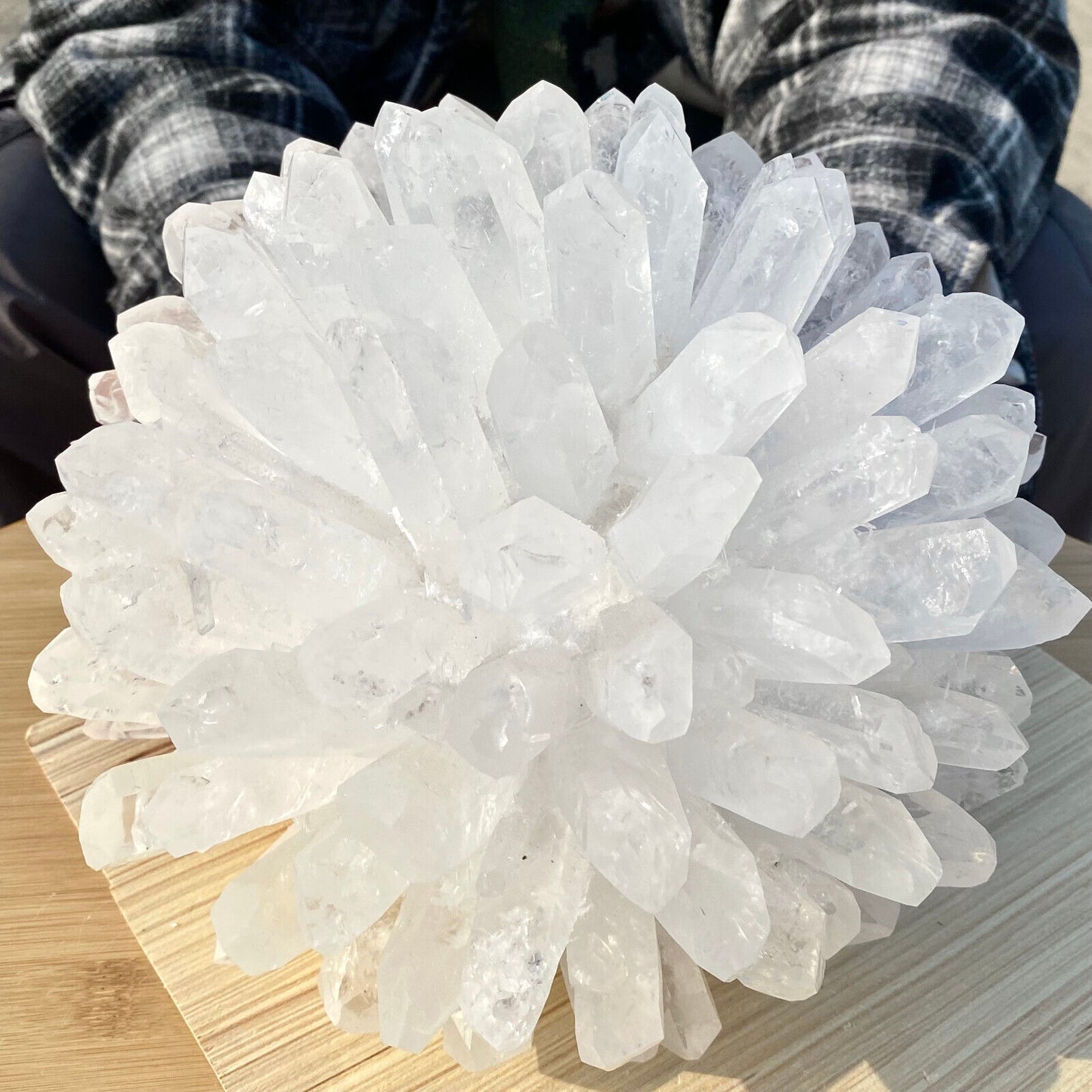 15.93LB Newly discovered white phantom quartz crystal cluster mineral sample.