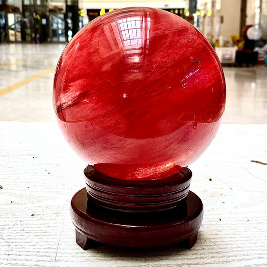 7.55LB Red Melting Stone Quartz Crystal Sphere Ball Healing Reiki Décor