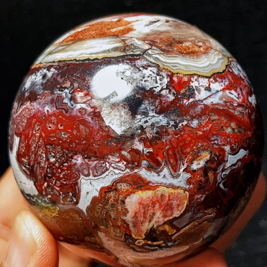 453G Natural Polished Mexico Crazy Agate Sphere Ball Crystal Healing