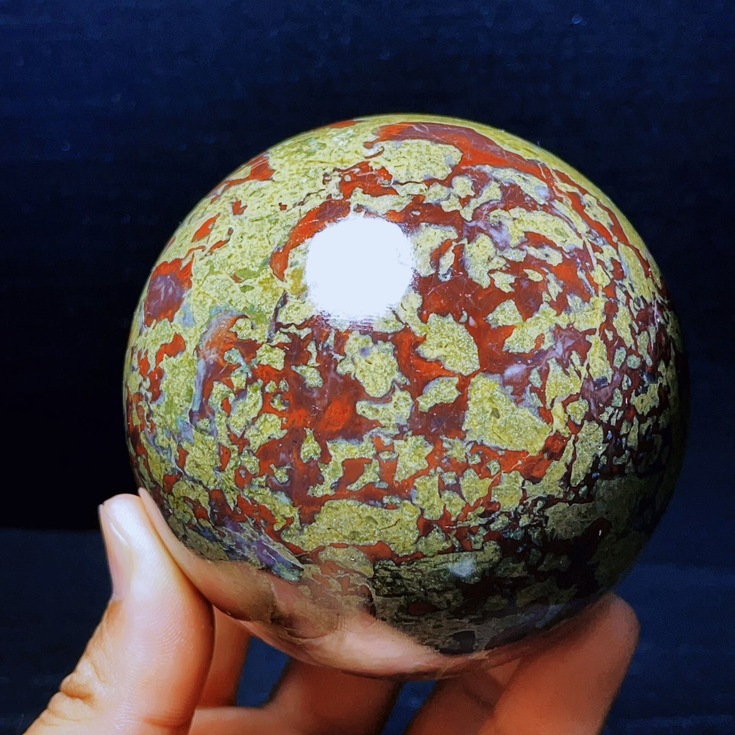 1216G Natural Polished Dragon Blood Stone Sphere Ball Crystal Healing