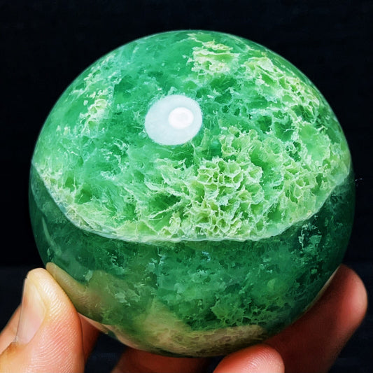 633G Natural Polished Green Fluorite Sphere Ball Crystal Healing