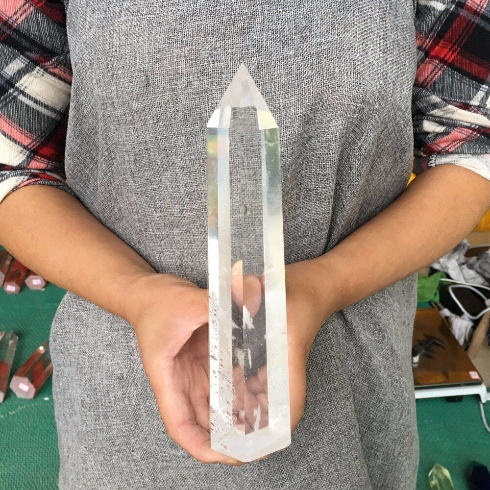 Large Size Clear Melting Stone Quartz Obelisk Crystal Wand Point