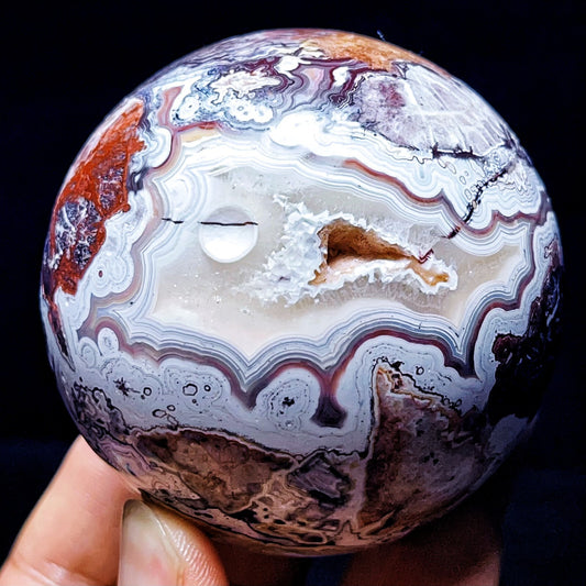TOP 407G Natural Polished Mexican agate Sphere Ball Crystal Stone Healing
