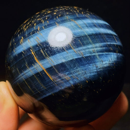 360G Natural Beautiful Meteor Blue Tiger Eye Sphere Crystal Quartz Healing