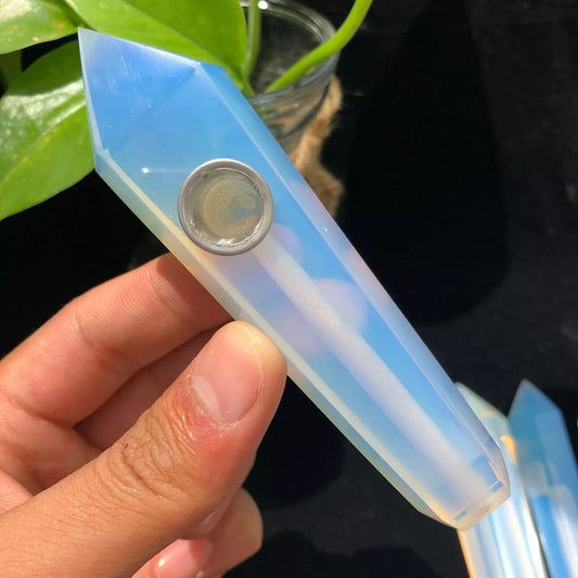 Opalit Quartz Smoking Pipe Crystal Point Obelisk Wand Reiki Healing Gem Gift