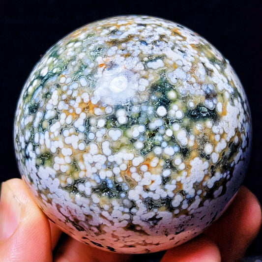 316G Natural Polished Orbicular Ocean Jasper Sphere Crystal Healing