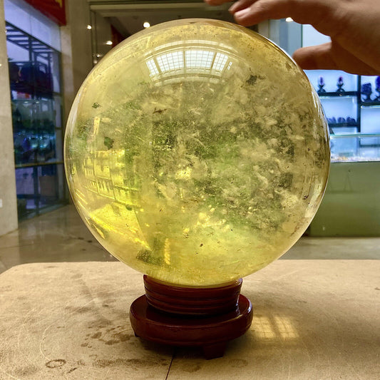 34.83LB Yellow melting stone quartz crystal sphere crystal ball magic reiki