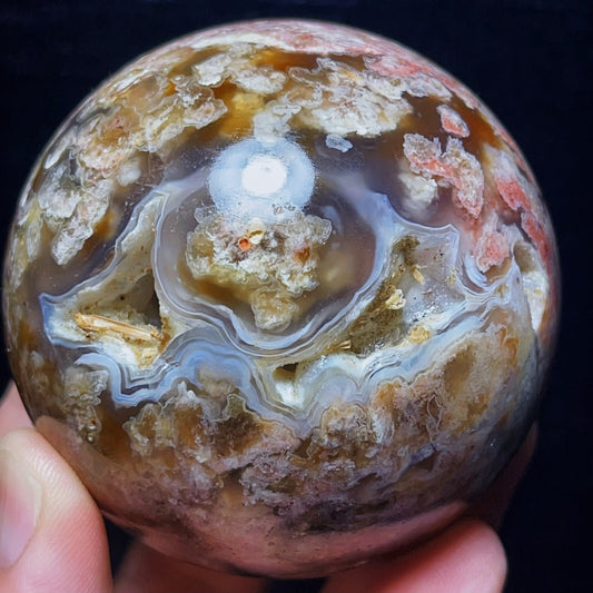 427G Natural Cherry Blossom Agate Ball Agate Crystal Ball Healing