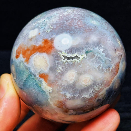 430G Natural Polished cherry blossom agate Crystal Ball Healing