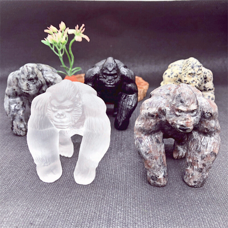 Natural 2.4" Quartz Crystal Hand Carved Gorilla Reiki Crystal Decor gift 1PC