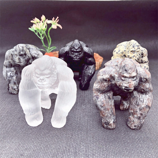 Natural 2.4" Quartz Crystal Hand Carved Gorilla Reiki Crystal Decor gift 1PC