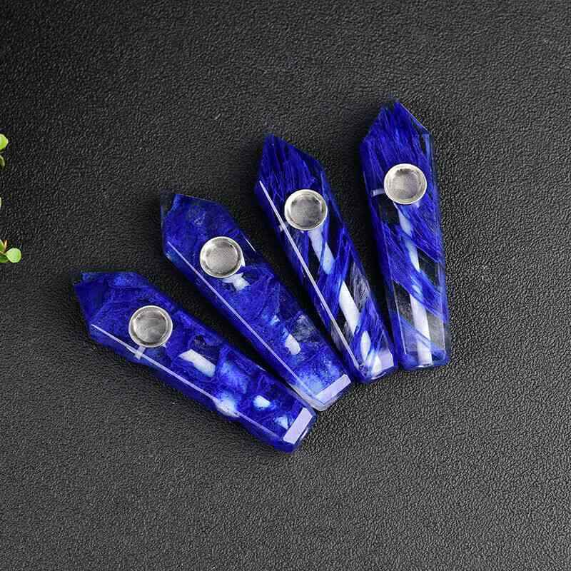 Natural Blue Melting Stone Smoking Pipe Quartz Crystal Wand Point Reiki Obelisk