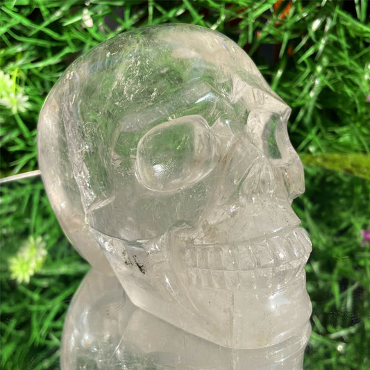 3.36LB natural Clear crystal skull quartz crystal carved reiki healing gem