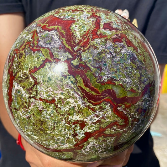 8.79LB Natural dragon blood stone quartz sphere crystal ball reiki healing