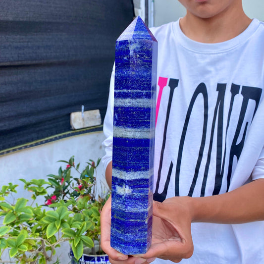 3.13LB Natural lapis lazuli crystal obelisk, quartz crystal energy column