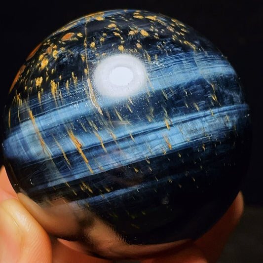 337G Natural Beautiful Meteor Blue Tiger Eye Sphere Crystal Quartz Healing