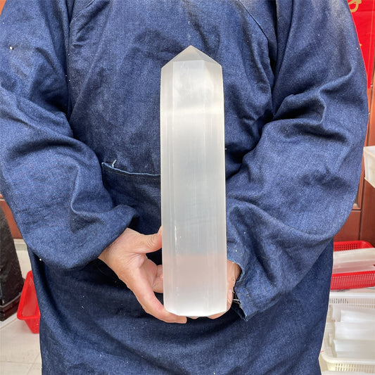 5.9LB Natural Selenite Quartz obelisk Crystal Wand Point Reiki Healing CARE.