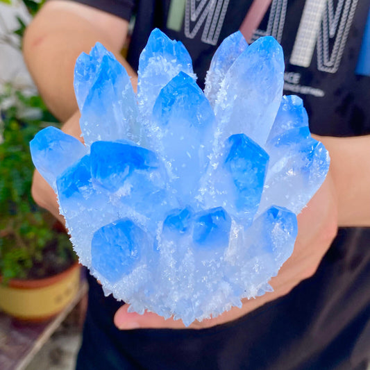 597G Newly discovered blue Phantom Quartz Crystal Cluster mineral samples.