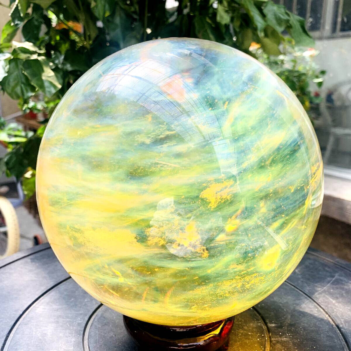 11.87LB Yellow melting stone quartz crystal sphere crystal ball magic reiki heal