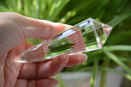 Tibetan High Altitude Clear 24 Sided Phantom Crystal Quartz Vogel Wand 3.85''
