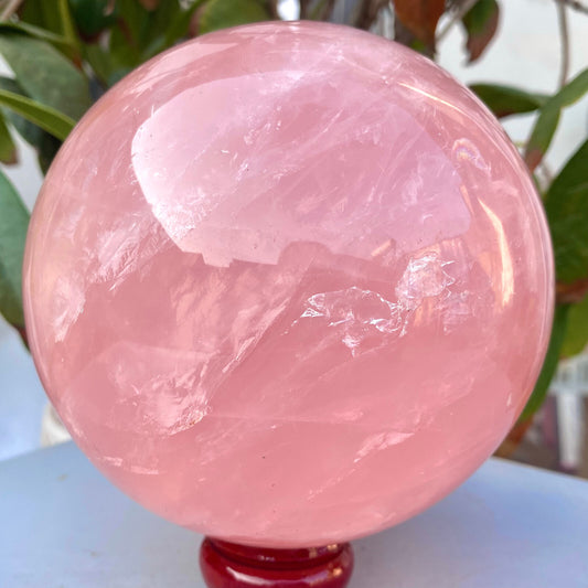5.22LB Large Natural Pink Rose Quartz Sphere Crystal Ball Reiki Healing+BASE.