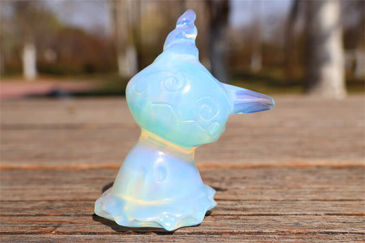 2.3'' Carved Opalite Reiki Crystal Skull Decor Crystal gift Healing 1pc