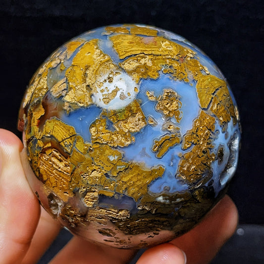 516G Natural Polished Orbicular Ocean Jasper Sphere Crystal Healing L2777