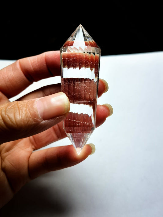Tibetan High Altitude 24 Sided Rutilated Crystal Point Quartz Vogel Wand 2.75''