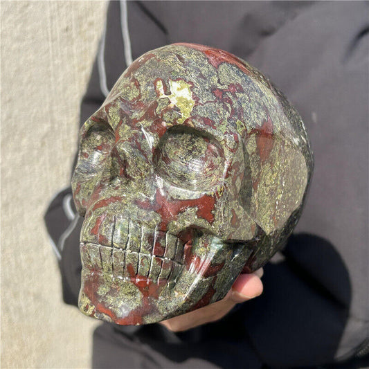 3LB Natural Dragon Blood Skull Carved Quartz Crystal Reiki Healing Mineral